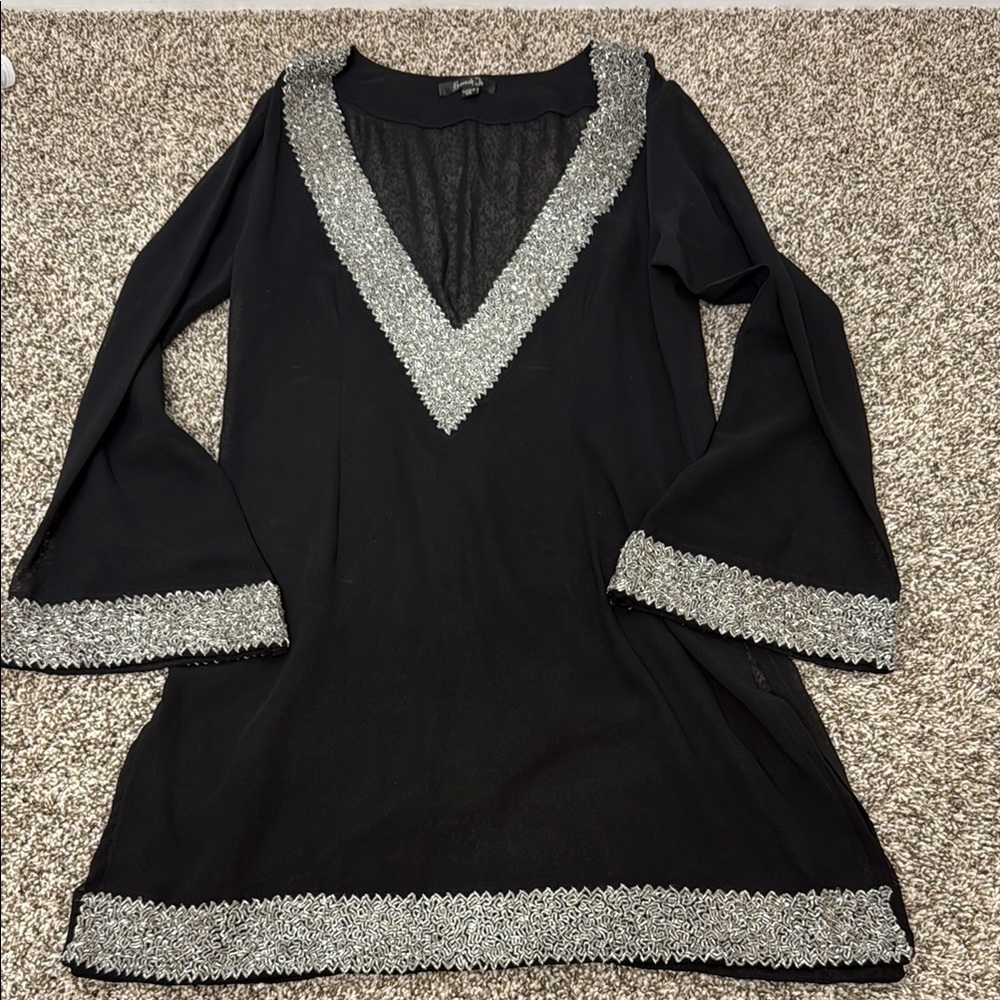 Elegant Black and Silver Women's Swim Coverup